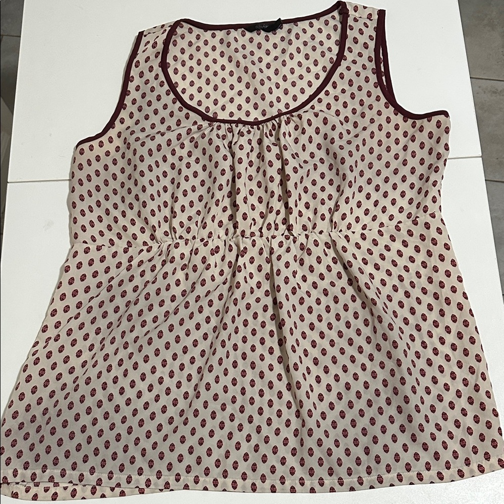 Daisy Fuentes Cream and Red Polka Dot Blouse
